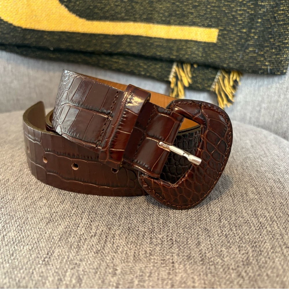 Simons Crocodile Leather Belt, medium